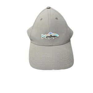 Patagonia Fitz Roy Trout Hat Soft Stretchy Logo Gray Nylon Clean EUC